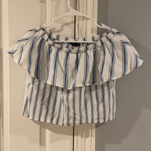 Off the Shoulder Cropped Topshop Ruffled Top